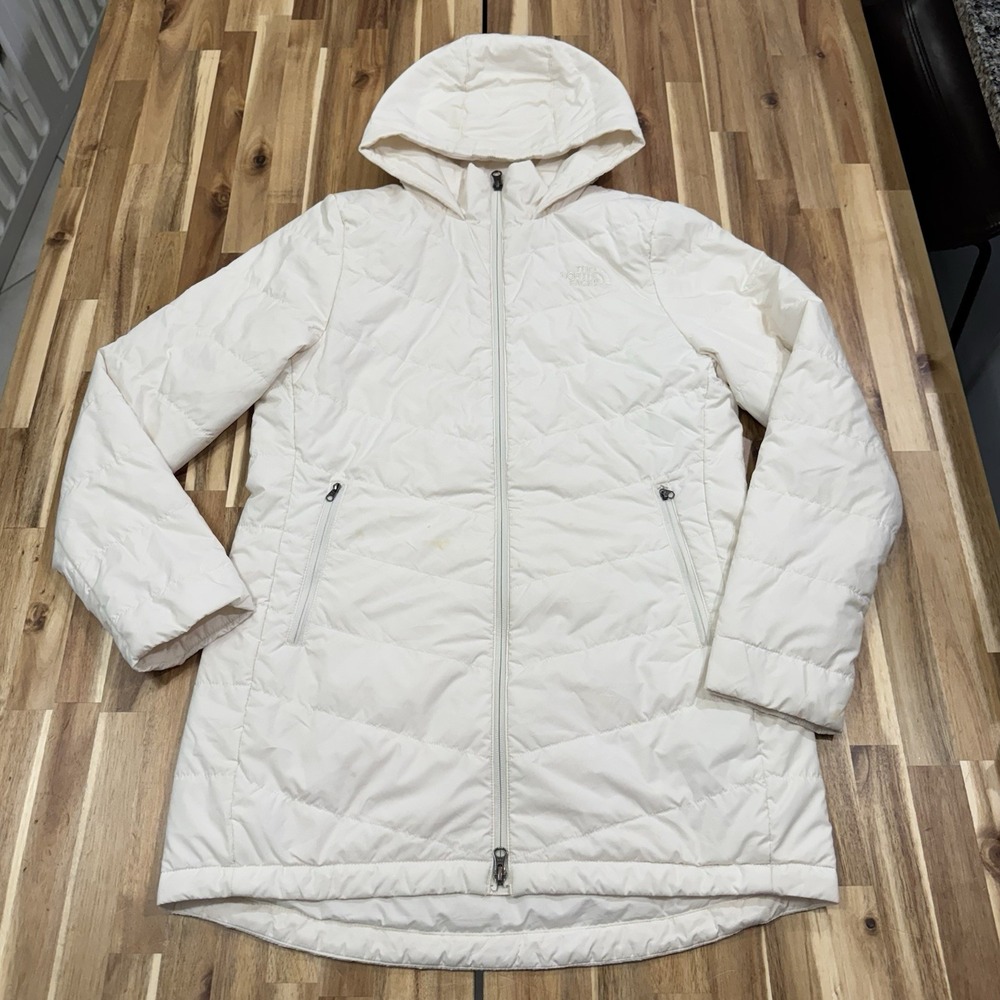 North Face Jacket Wonens M White Tamburekko Parka Full Zip Outdoor *Stains
